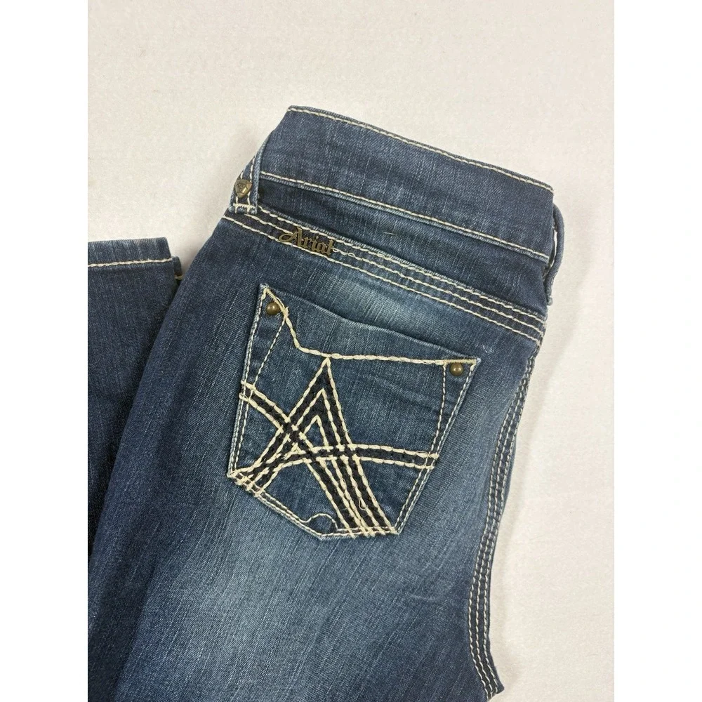 Ariat Turquoise Boot Jeans 30x34 Western Boho‎ Rodeo Flap Pocket Embroidered - Picture 11 of 14